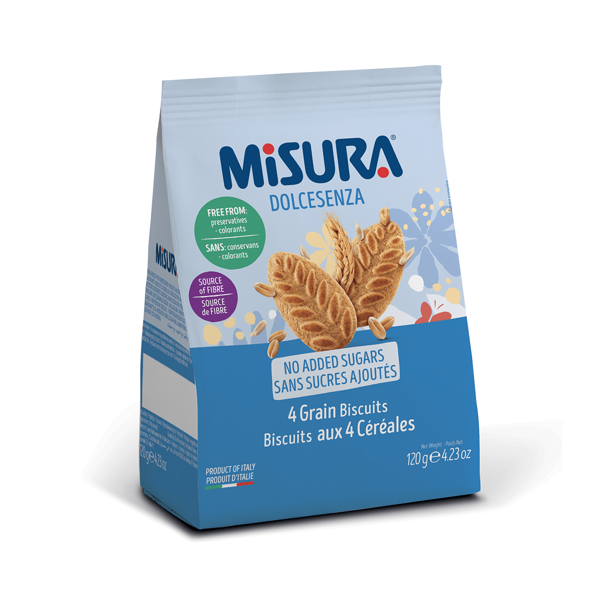 misura dolcesenza 120g 4 grain biscuits no added sugars