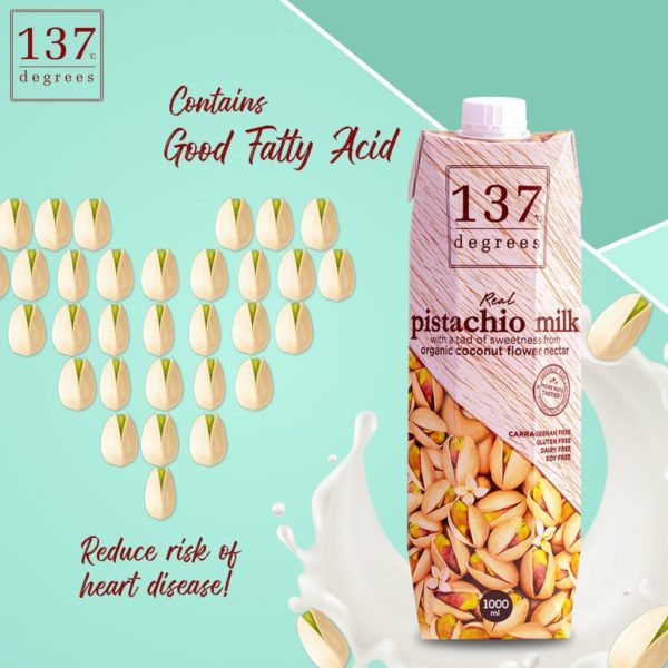 pistachio milk organic with coconut flower nectar, plant milk malaysia