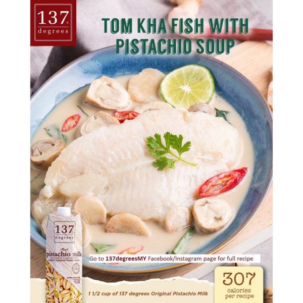 Tom Kha Fish with Pistachio Soup 137degreesMY pistachio milk plant milk malaysia