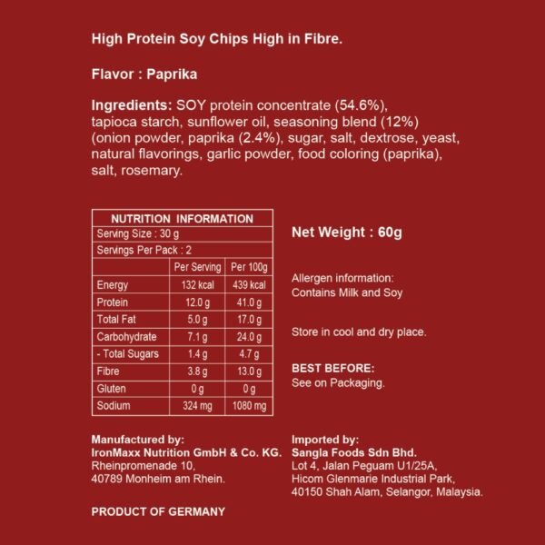 Ironmaxx Protein Chips Paprika 60G - Image 2