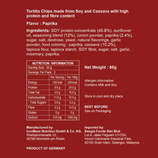 Ironmaxx Tortilla Protein Chips Paprika 60G - Image 2
