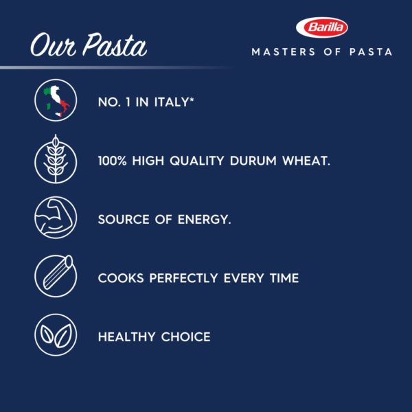 our pasta is no.1 in italy, healthy choice, great source of energy, high quality durum wheat
