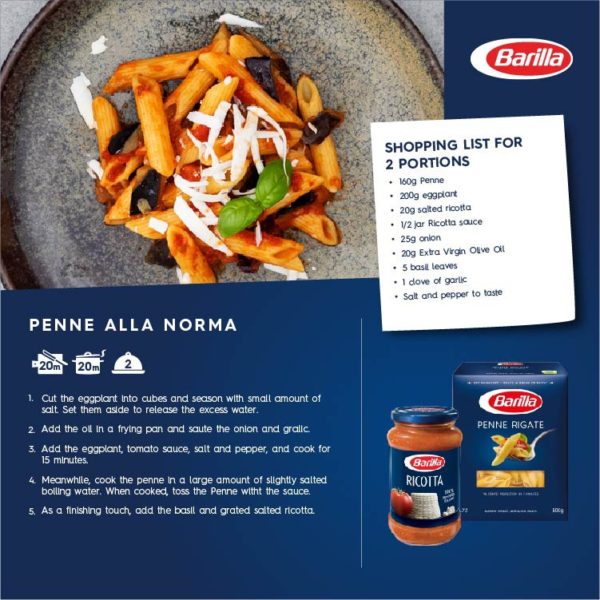 Barilla Penne Alla Norma Penne Rigate and Ricotta Sauce Italian Food Pasta Recipe