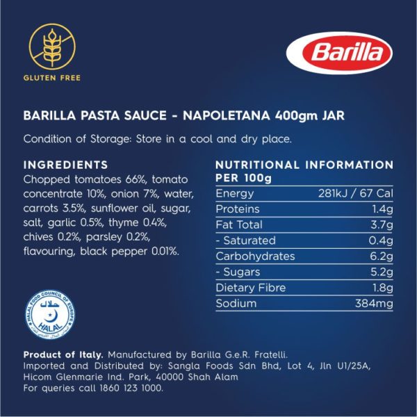 Napoletana Pasta Sauce Nutritional Information
