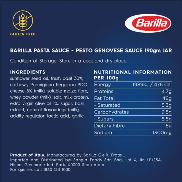 Pesto Genovese Pasta Sauce Nutritional Information