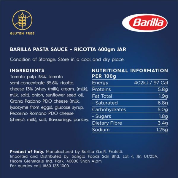 Ricotta Pasta Sauce Nutritional Information