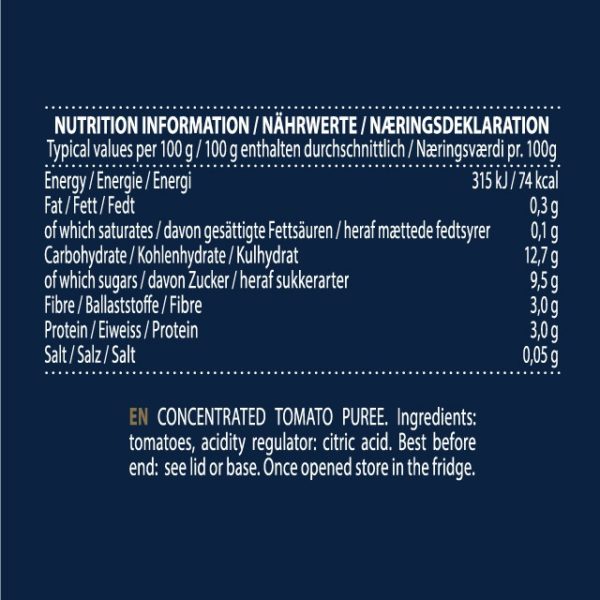 cirio canned tomato puree nutrition information