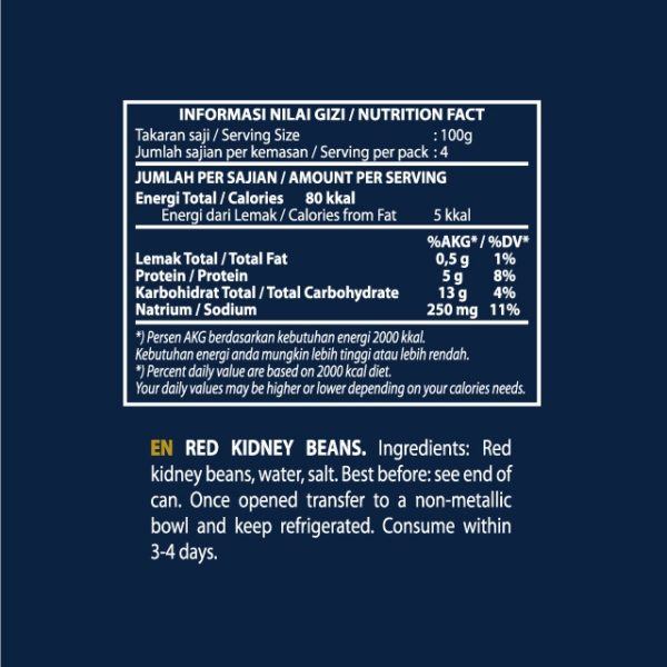 cirio red kidney beans nutrition information