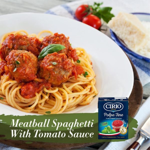 cirio fine chopped tomatoes basil polpa meatball spaghetti with tomato sauce