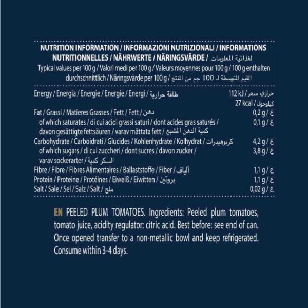 cirio canned peeled tomatoes pelati nutrition information
