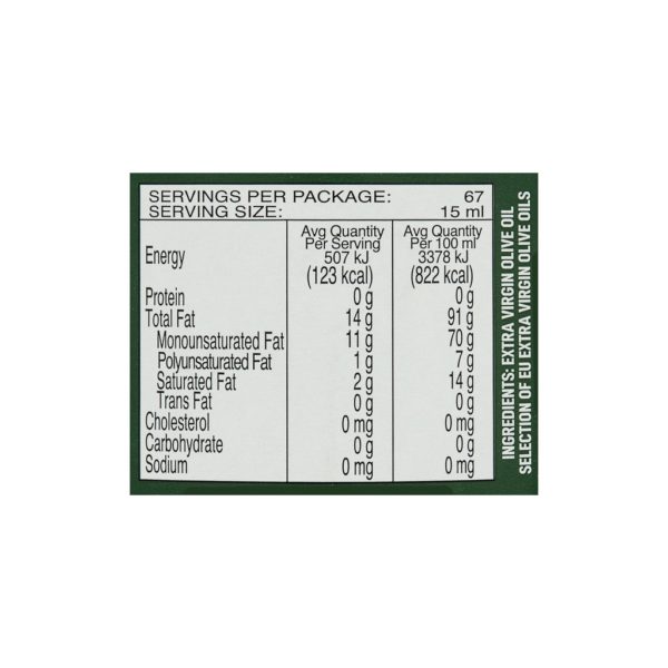 colavita extra virgin olive oil malaysia nutritional information