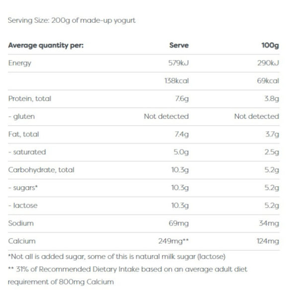 EasiYo Yogurt Powder Natural Unsweetened yogurt malaysia nutrition information