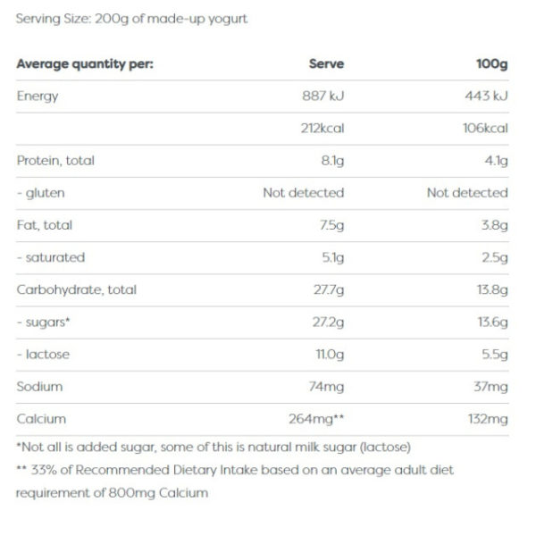 EasiYo Yogurt Powder Vanilla yogurt malaysia nutrition information