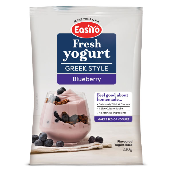 EasiYo Yogurt Greek Style Blueberry (230g1kg) 600x