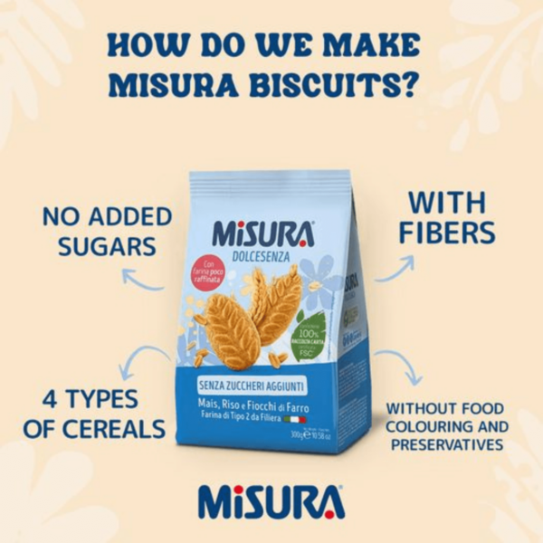 misura dolcesenza 120g 4 grain biscuits no added sugars lifestyle