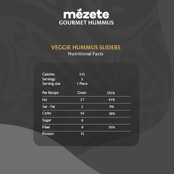 mezete veggie hummus sliders recipe nutritional facts