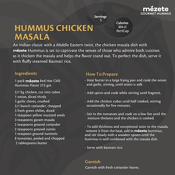 mezete hummus chicken masala recipe