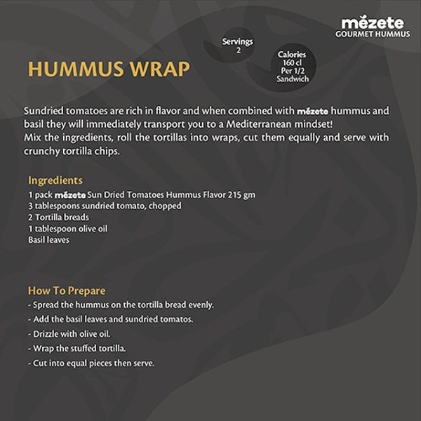 mezete gourmet hummus wrap recipe sun dried tomatoes dip