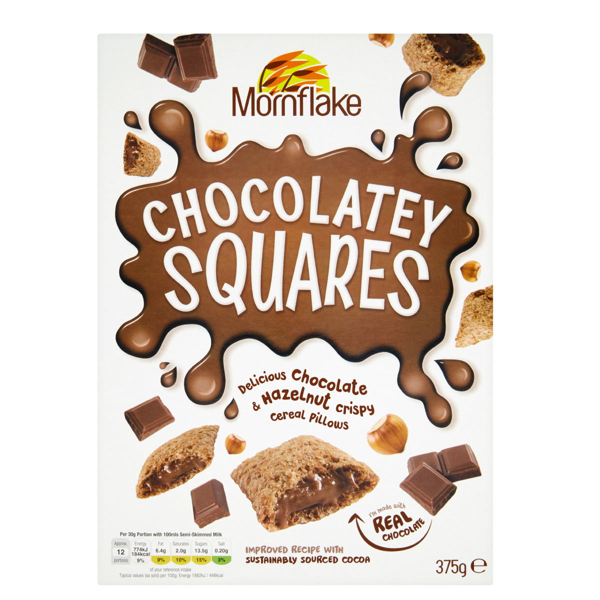 Mornflake Chocolatey Squares Cereal Pillows (375g)