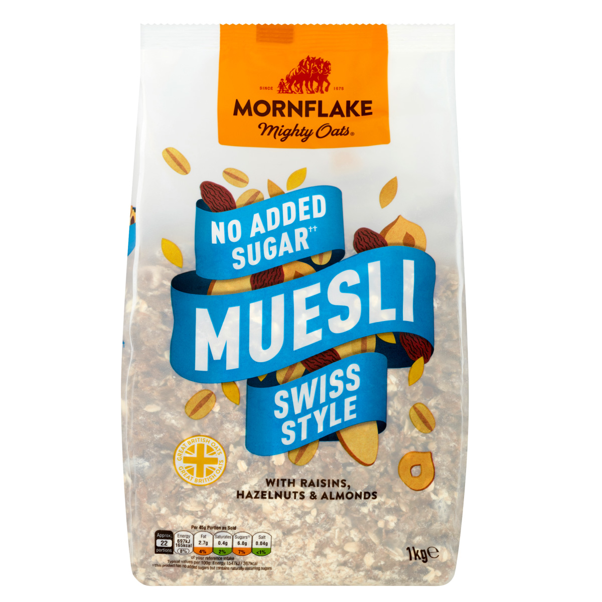 Mornflake Classic Muesli Cereal Swiss Style (No Added Sugar) 1kg