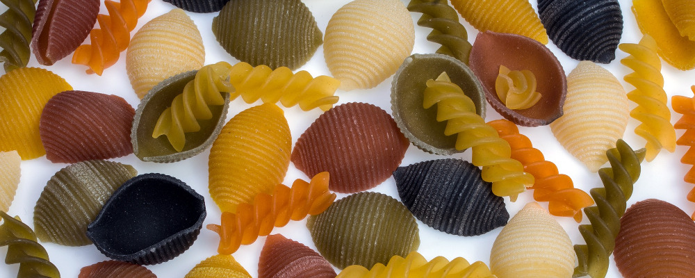 Colourful pasta shells