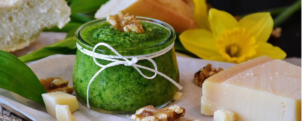 Delicious homemade pesto sauce with nuts