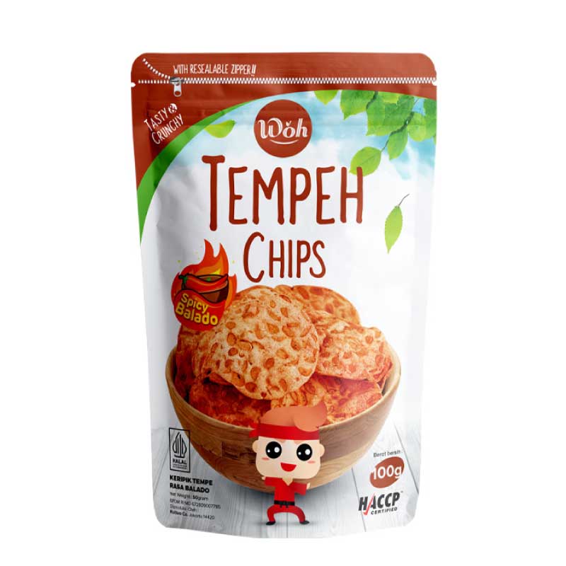 Woh Tempeh Spicy Balado Chips plant-based chips malaysia healthy snacks malaysia