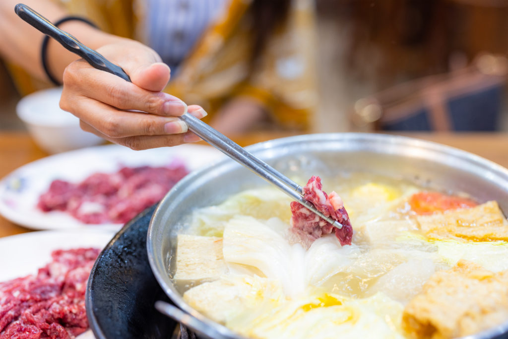 Chinese Hot Pot with vegetable and beef